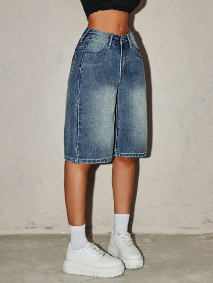 Shorts Bermuda en jean taille haute pour femme 3
