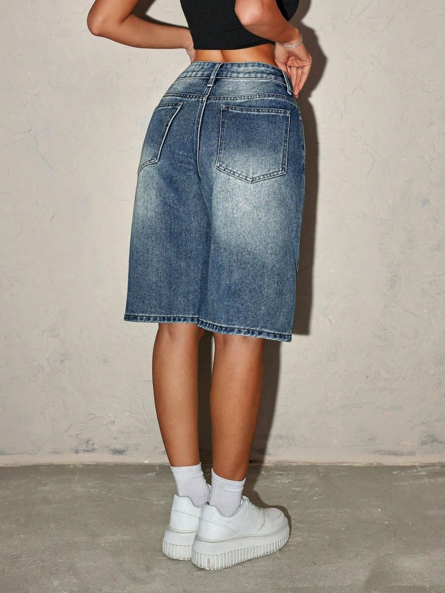 Shorts Bermuda en jean taille haute pour femme 4