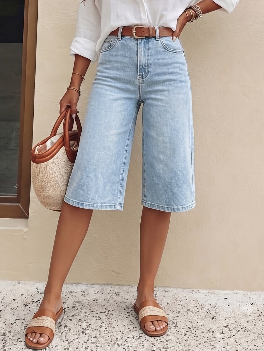 Shorts Bermuda en jean taille haute pour femme 5
