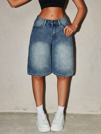 Shorts Bermuda en jean taille haute pour femme 5