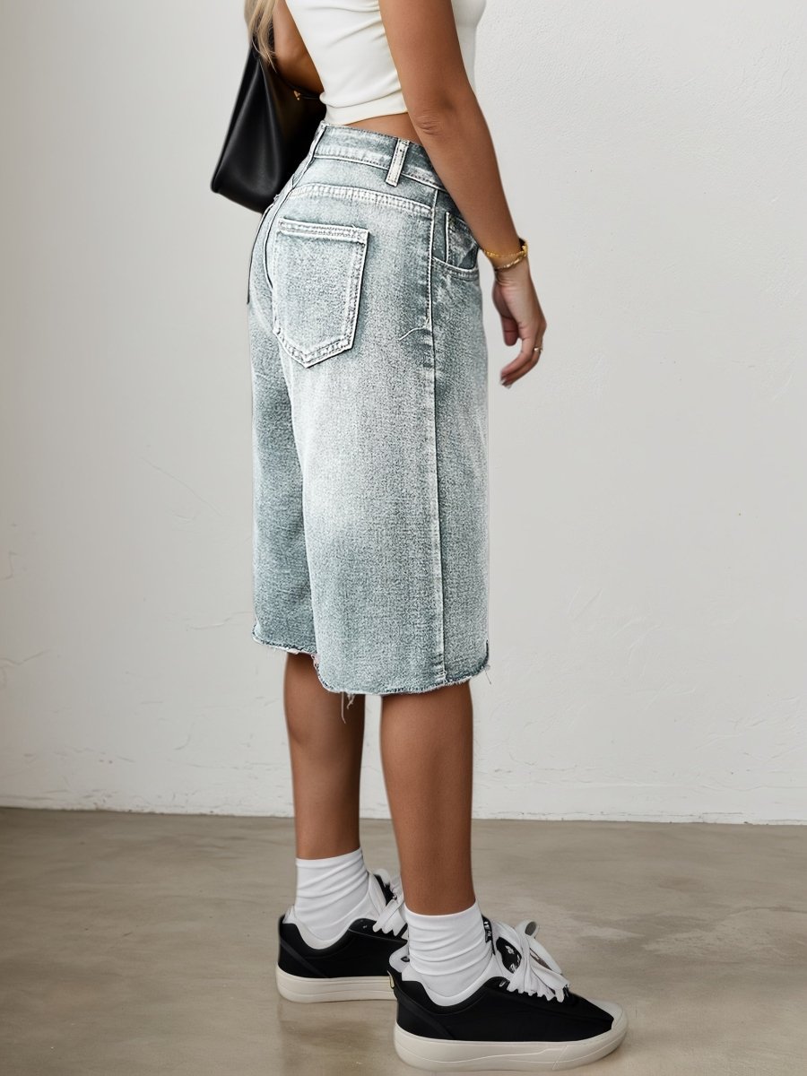 Shorts Bermuda en jean taille haute pour femme 8