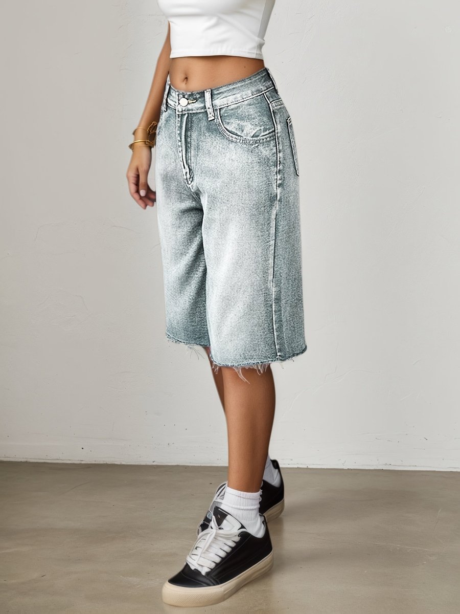 Shorts Bermuda en jean taille haute pour femme 9