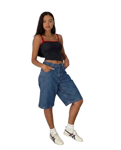 Shorts en jean taille haute pour femme 1