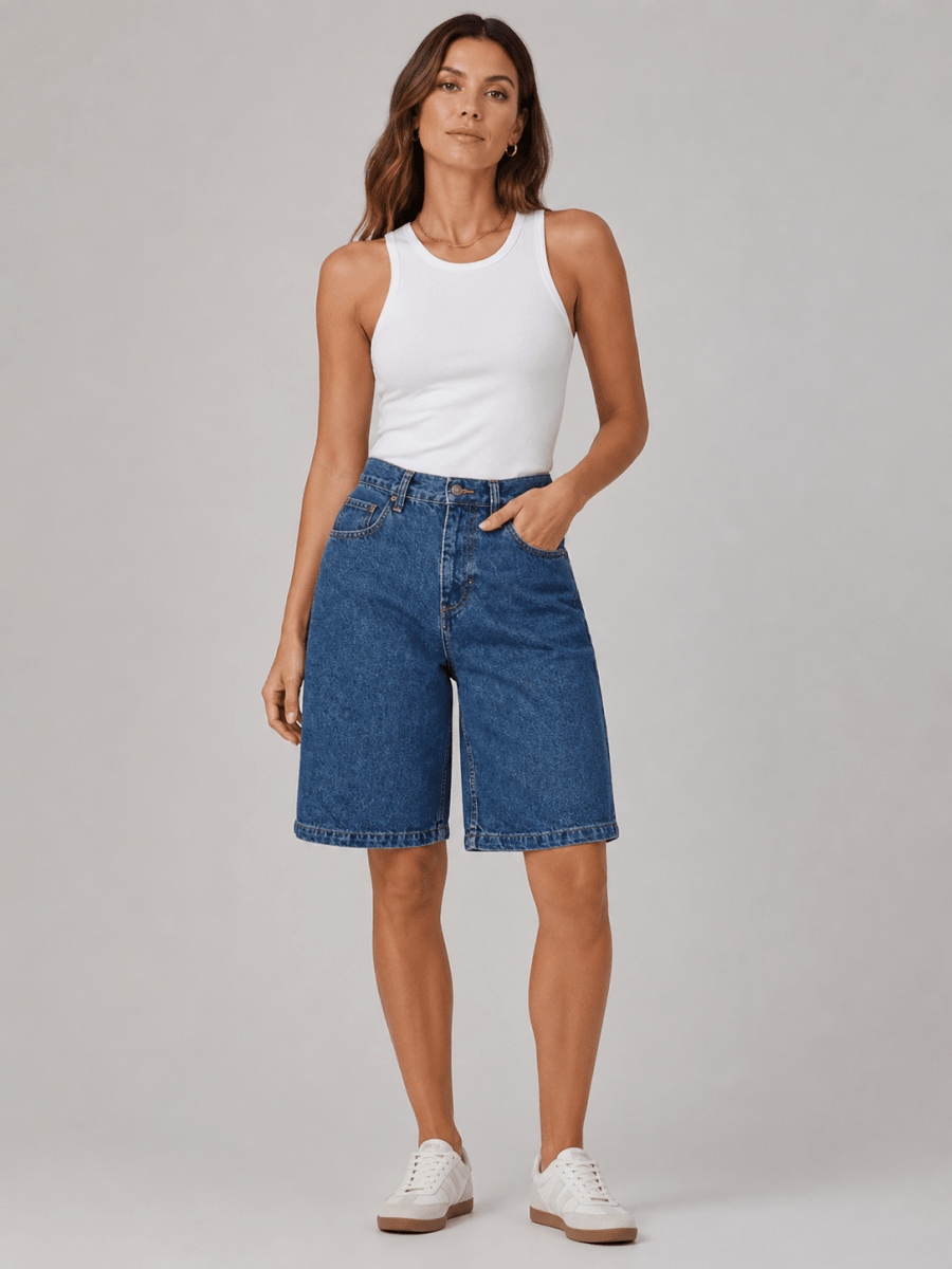Shorts en jean taille haute pour femme 2
