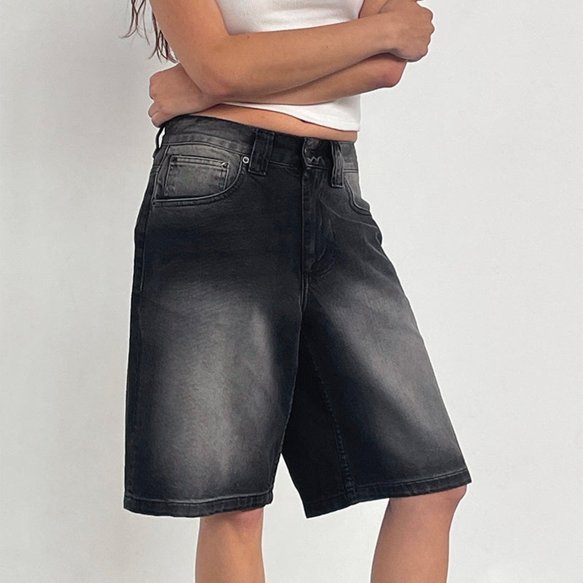 Shorts en jean taille haute pour femme 6