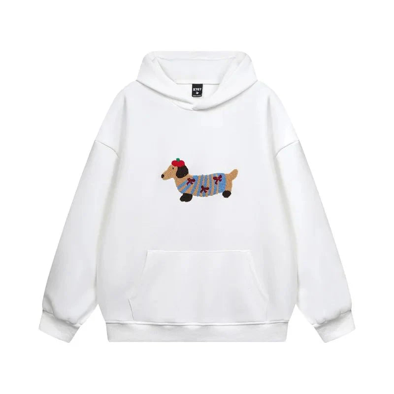 Hoodie Oversize Broderie Teckel Poche Kangourou-Gigié