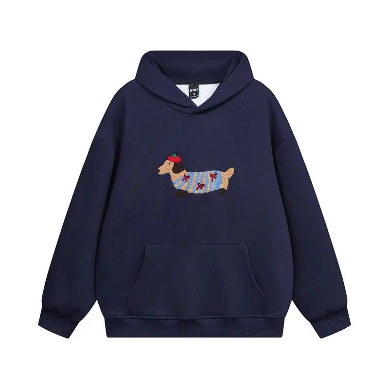 Hoodie Oversize Broderie Teckel Poche Kangourou-Gigié