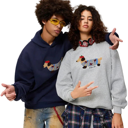 Hoodie Oversize Broderie Teckel Poche Kangourou-Gigié