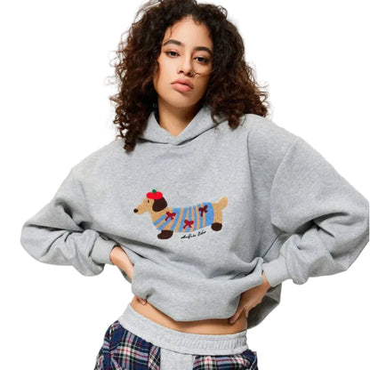 Hoodie Oversize Broderie Teckel Poche Kangourou-Gigié