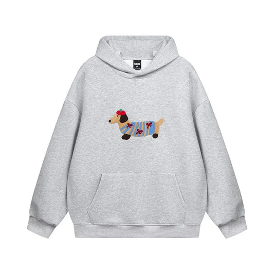 Hoodie Oversize Broderie Teckel Poche Kangourou-Gigié