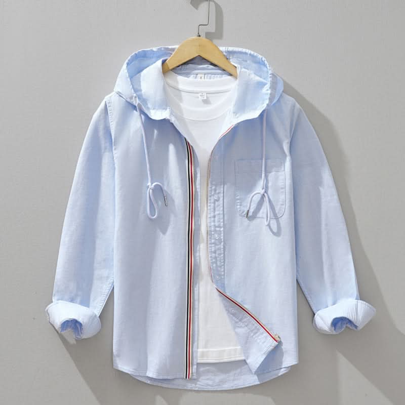 Sweat à capuche zippé en lin pour homme avec cordon de serrage 2