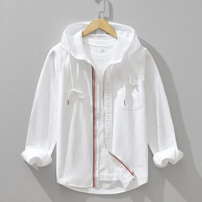 Sweat à capuche zippé en lin pour homme avec cordon de serrage 3