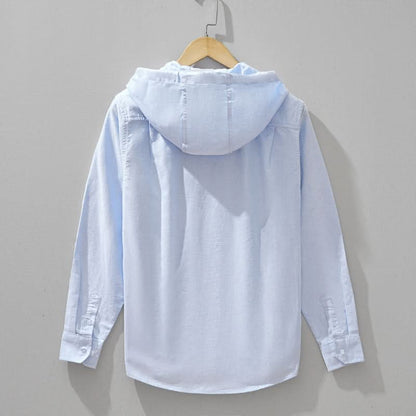 Sweat à capuche zippé en lin pour homme avec cordon de serrage 4
