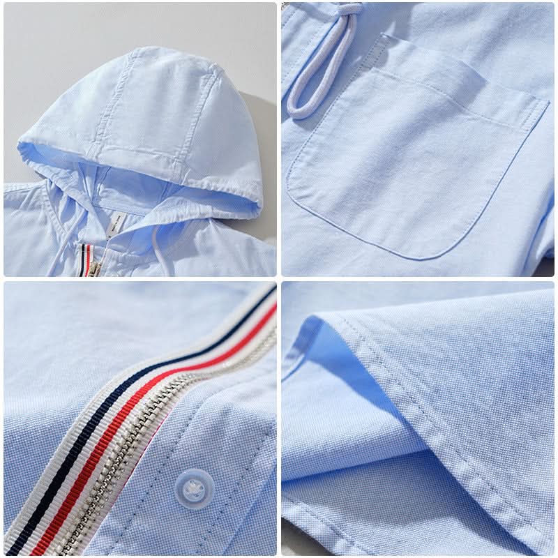 Sweat à capuche zippé en lin pour homme avec cordon de serrage 5