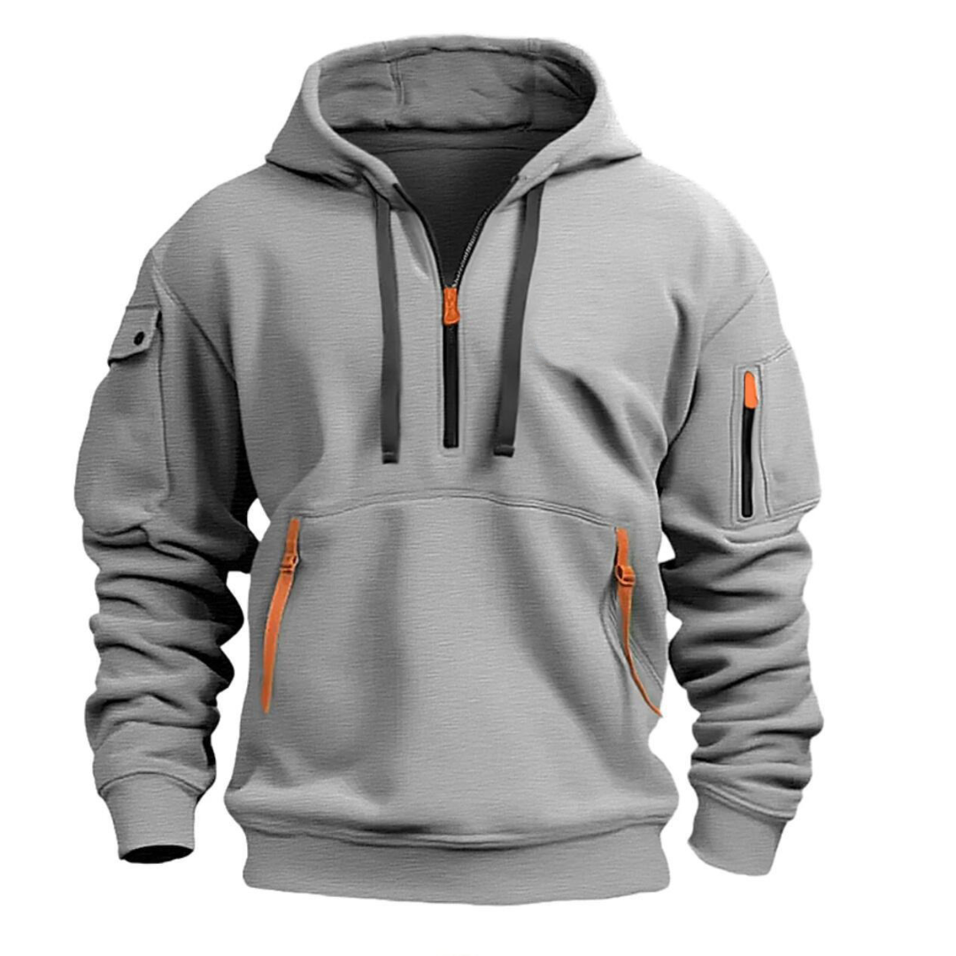 Sweat-shirt à capuche demi-zip pour homme avec poches utilitaires 2