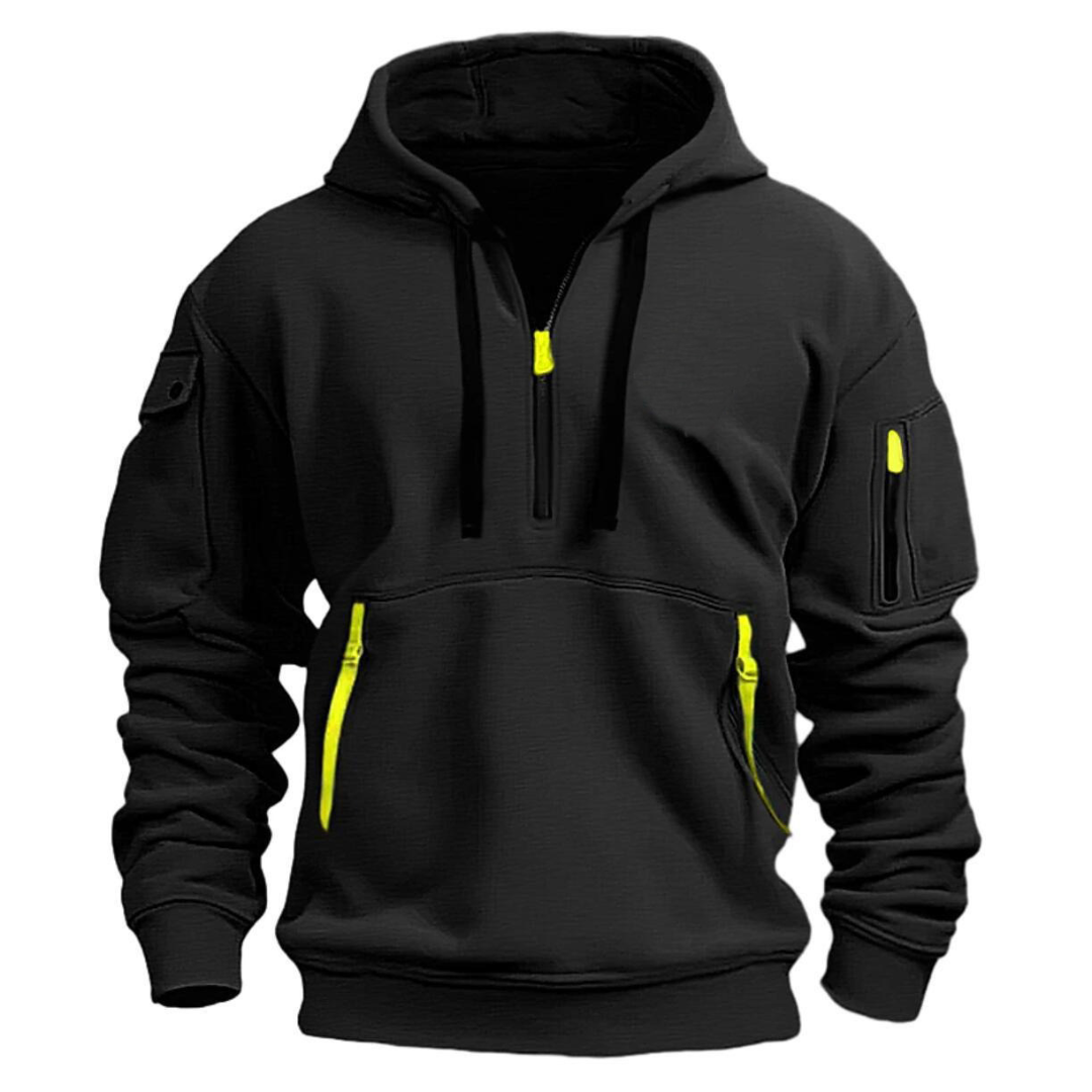 Sweat-shirt à capuche demi-zip pour homme avec poches utilitaires 3