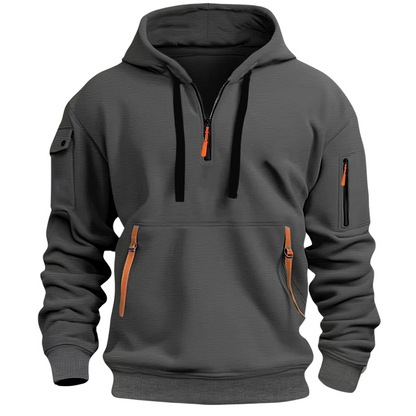 Sweat-shirt à capuche demi-zip pour homme avec poches utilitaires 5