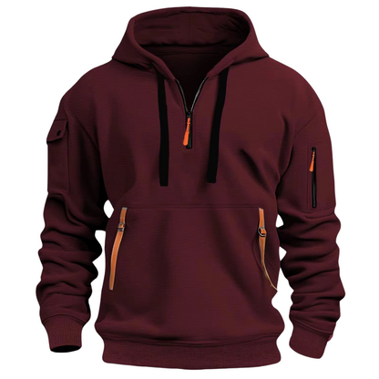 Sweat-shirt à capuche demi-zip pour homme avec poches utilitaires 6