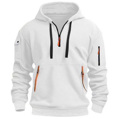 Sweat-shirt à capuche demi-zip pour homme avec poches utilitaires 7