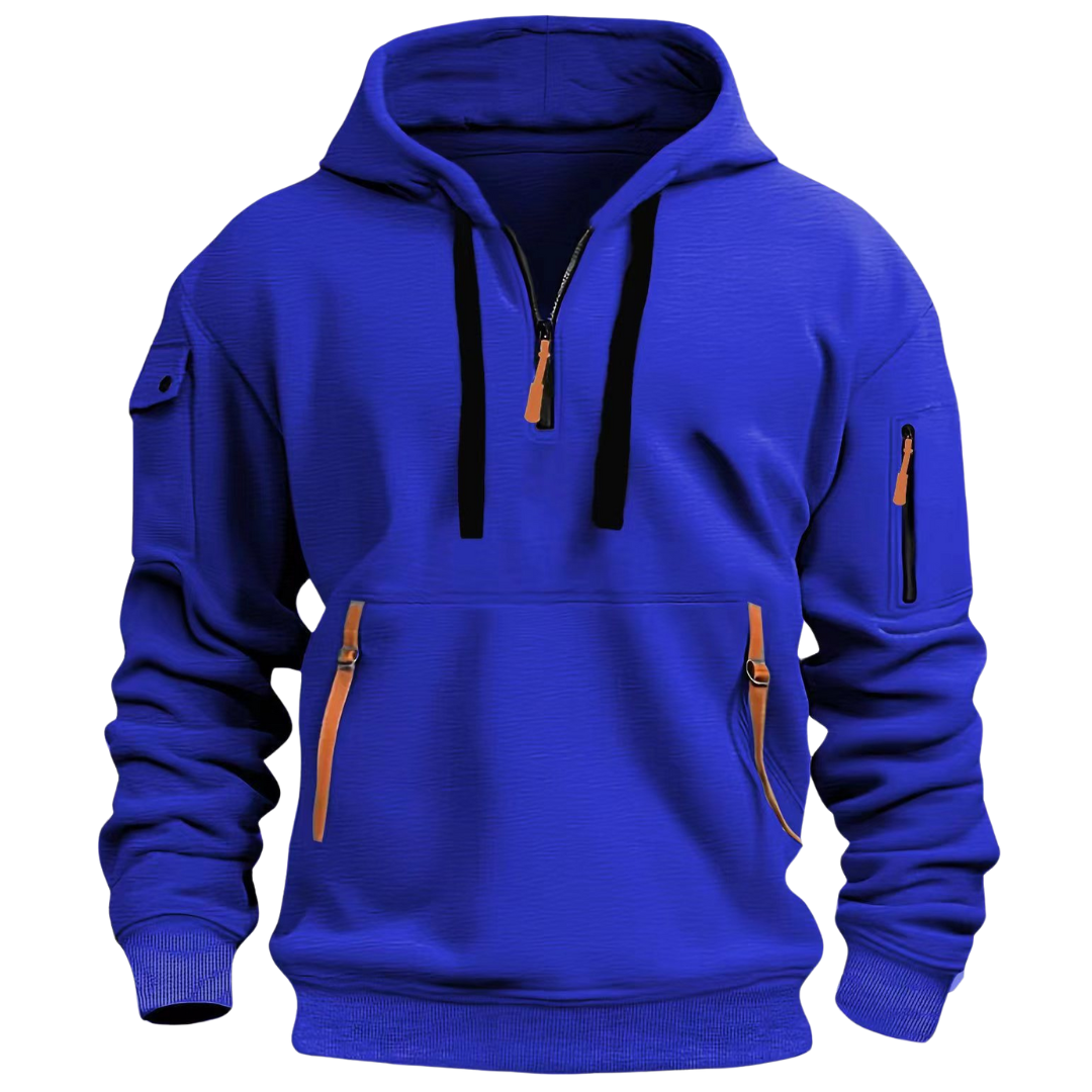 Sweat-shirt à capuche demi-zip pour homme avec poches utilitaires 8