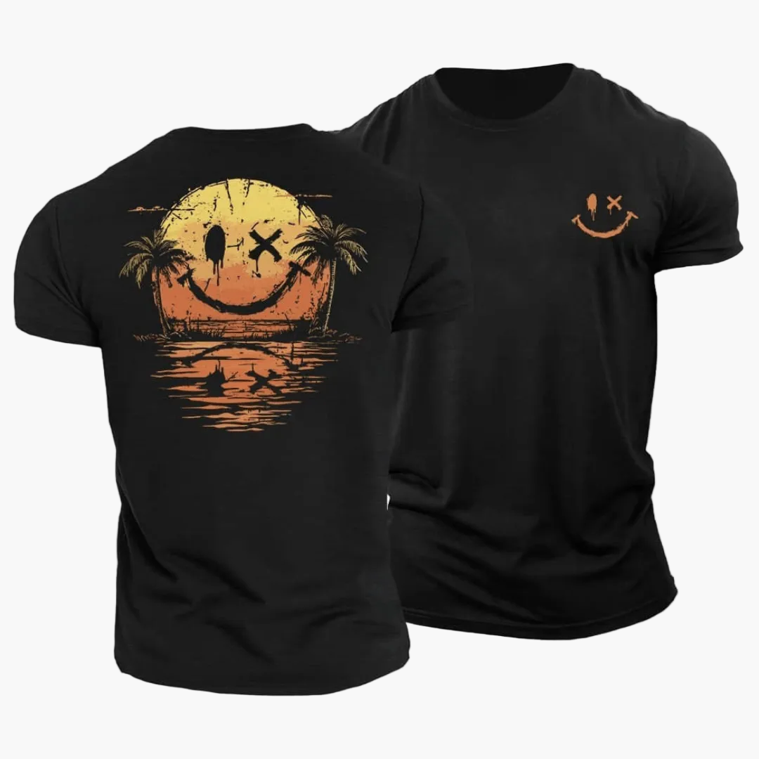 T-shirt homme avec smiley et palmiers 2