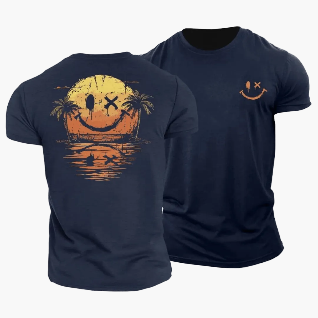 T-shirt homme avec smiley et palmiers 3