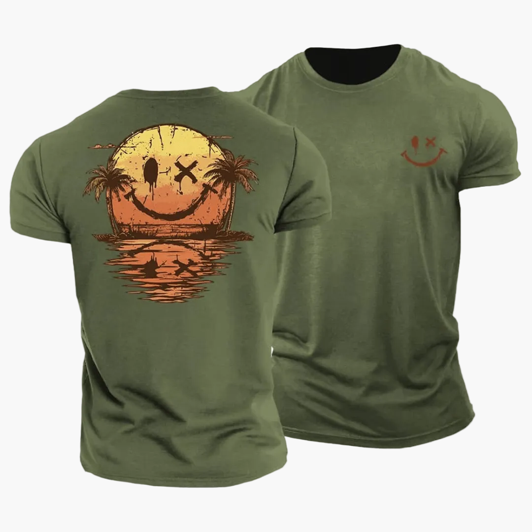 T-shirt homme avec smiley et palmiers 4