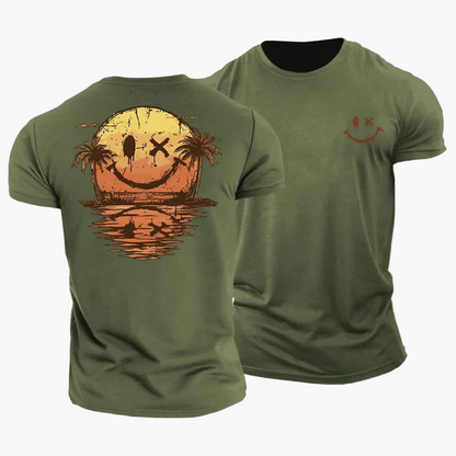 T-shirt homme avec smiley et palmiers 4