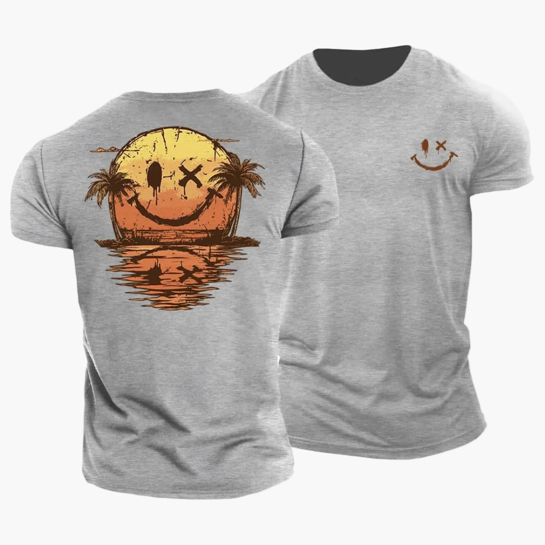 T-shirt homme avec smiley et palmiers 5