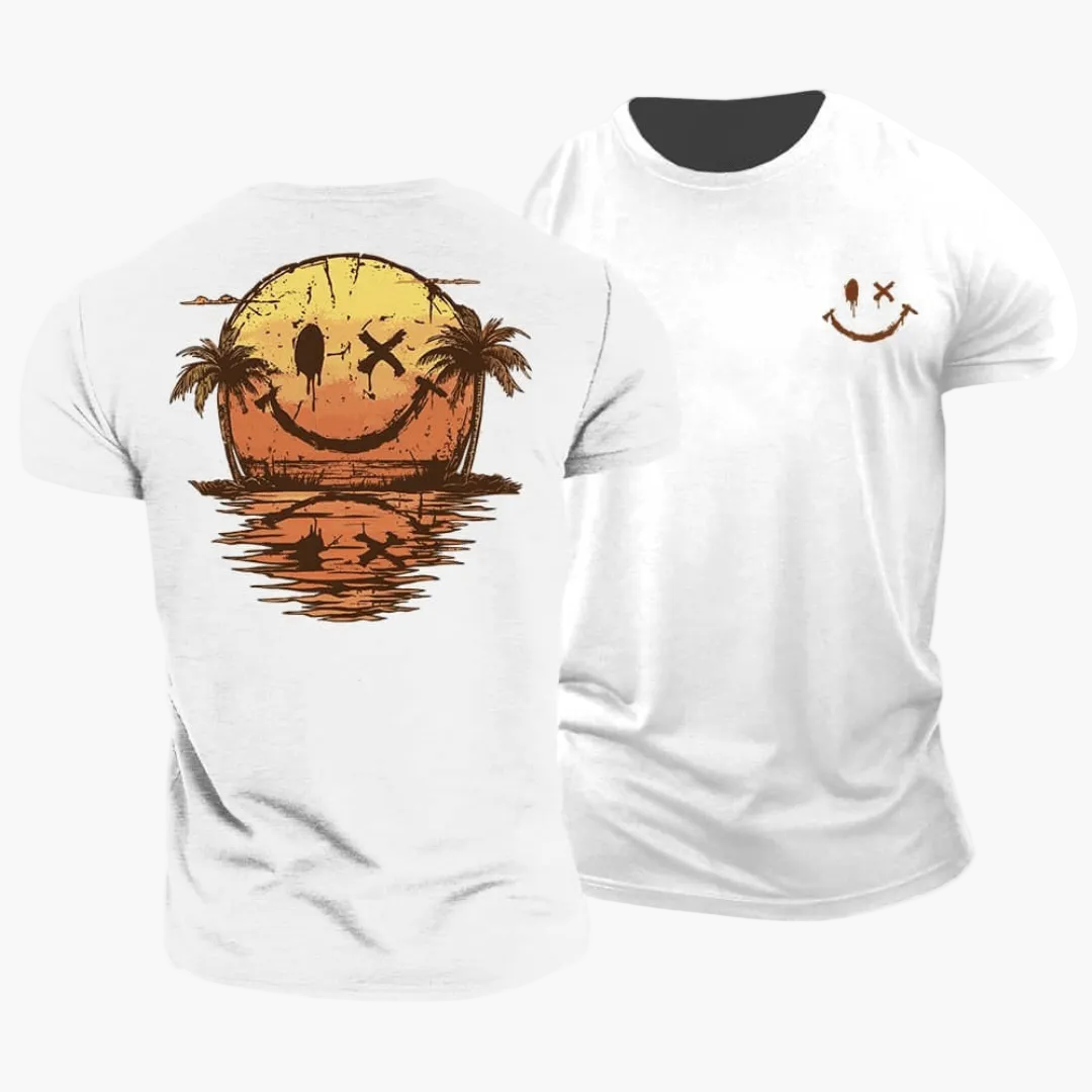 T-shirt homme avec smiley et palmiers 6