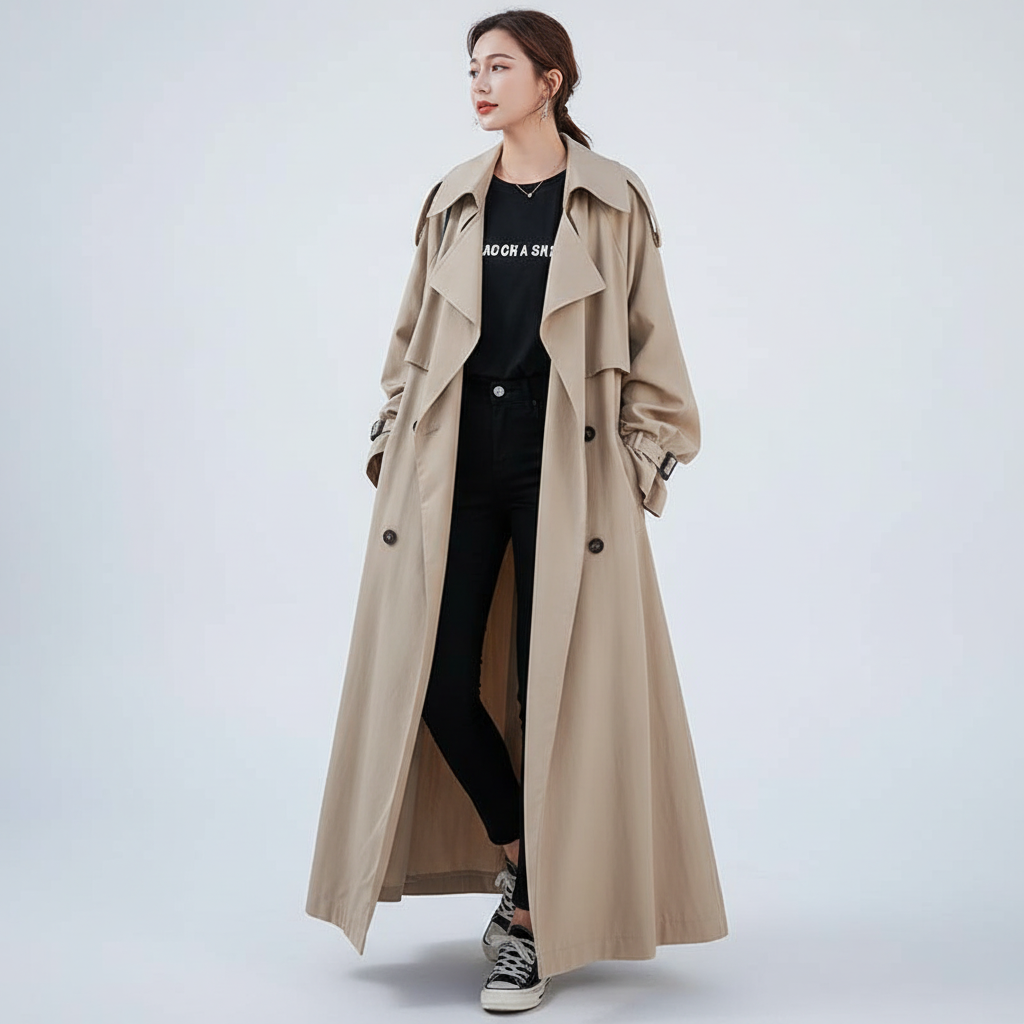 Trench-coat long oversize pour femme 4