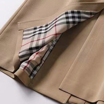 Trench-coat long pour femme avec ceinture et doublure à carreaux 5
