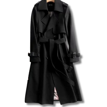 Trench-coat long pour femme avec ceinture et doublure à carreaux 6