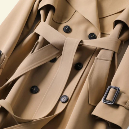 Trench-coat pour femme avec ceinture et boucles 5