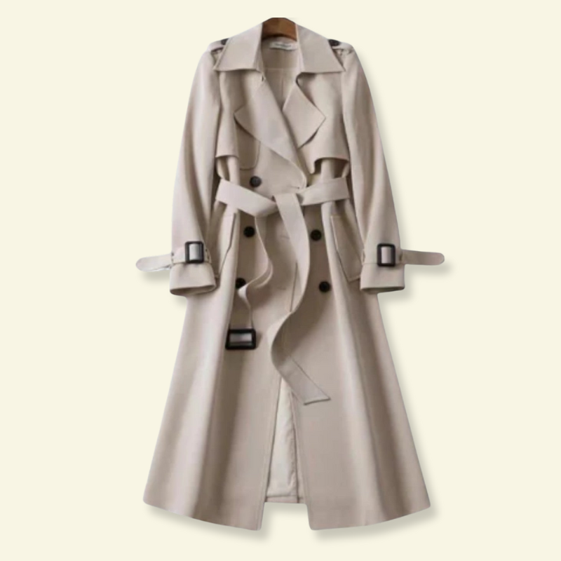 Trench-coat pour femme avec ceinture et boucles 7