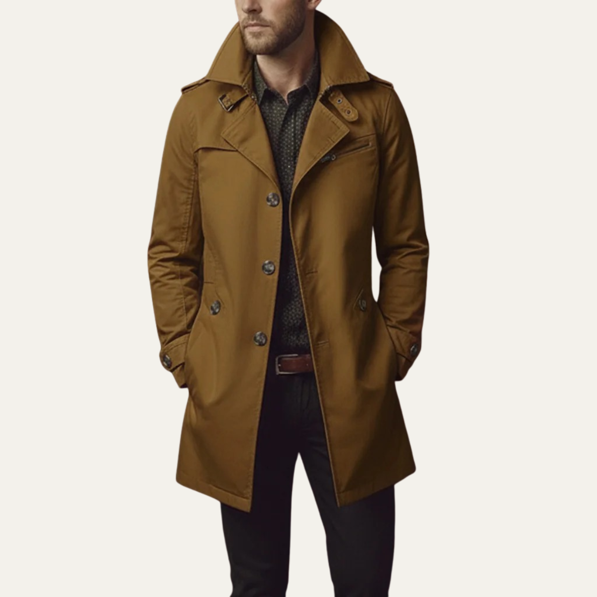 Trench-coat slim fit pour homme avec col cranté 3