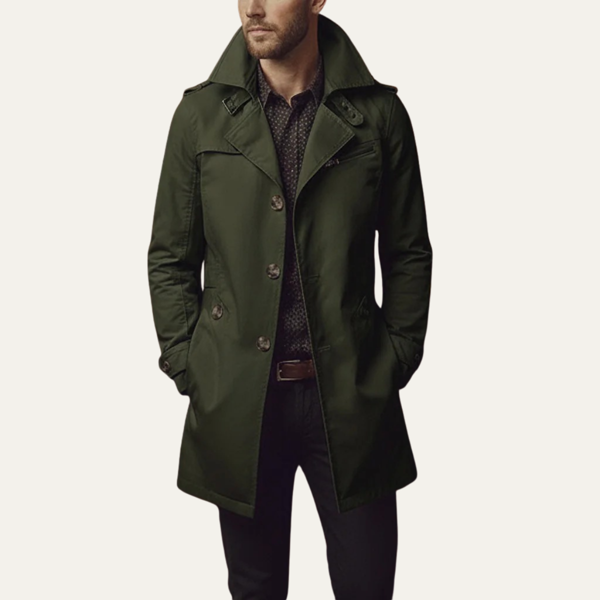 Trench-coat slim fit pour homme avec col cranté 4