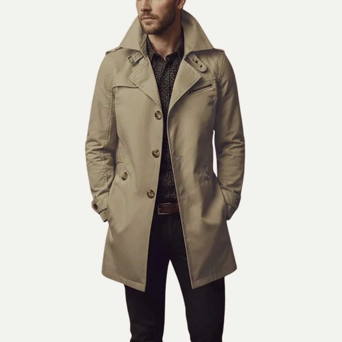 Trench-coat slim fit pour homme avec col cranté 5