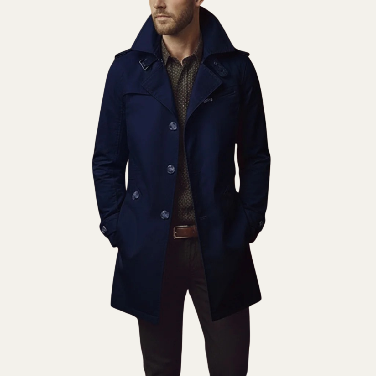 Trench-coat slim fit pour homme avec col cranté 6