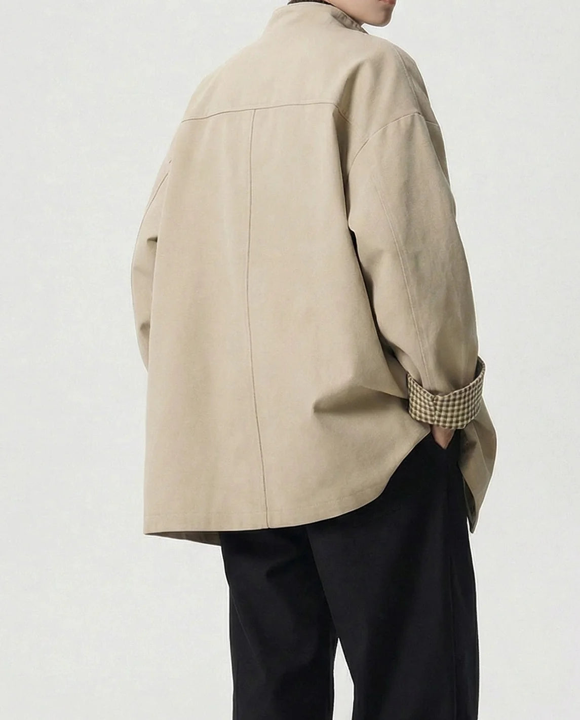 Veste Femme avec Fermeture Boutonnée et Col à Motif Carreaux