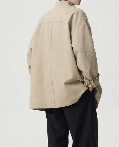 Veste Femme avec Fermeture Boutonnée et Col à Motif Carreaux