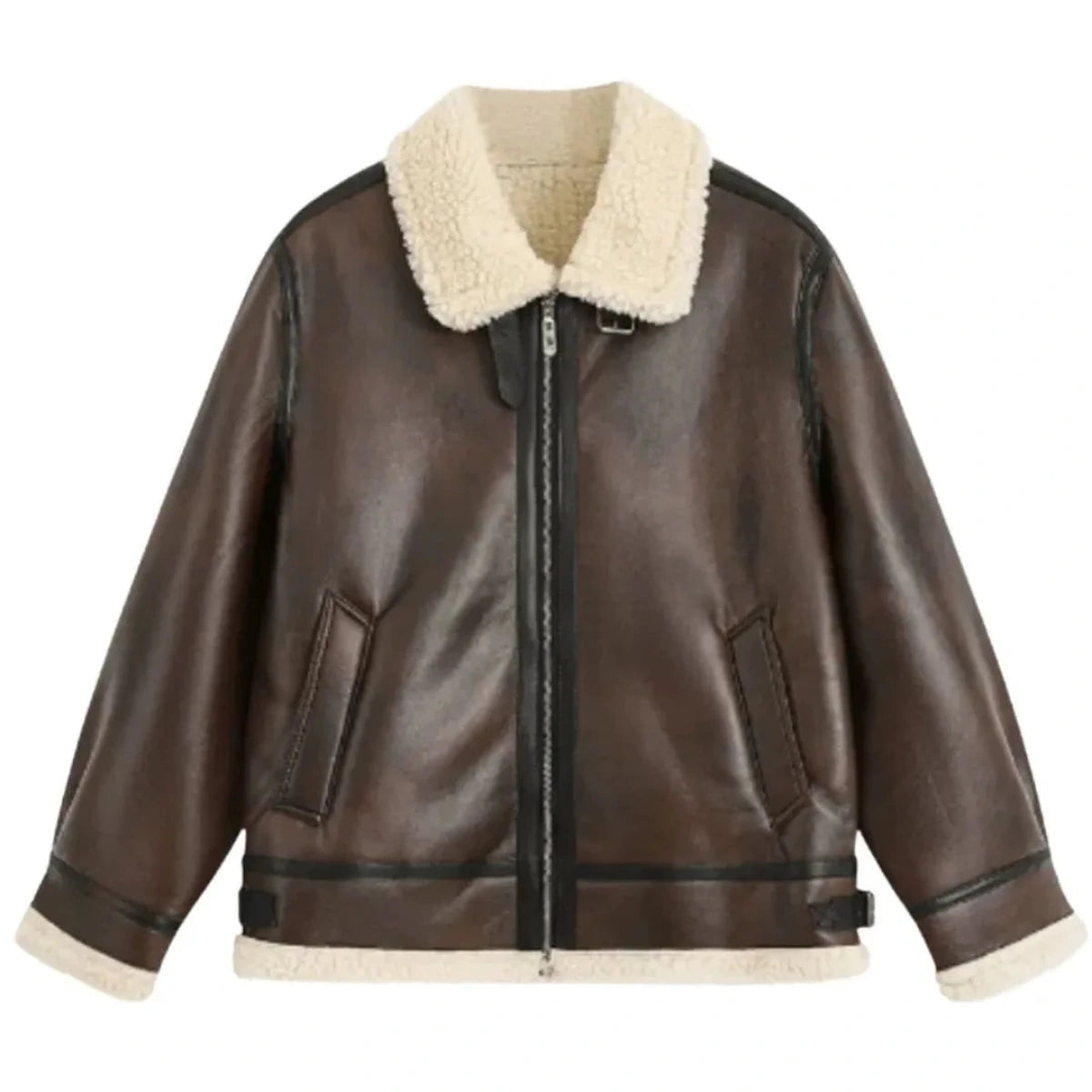 Veste Aviateur pour Homme Doublée en Fausse Peau de Mouton 3