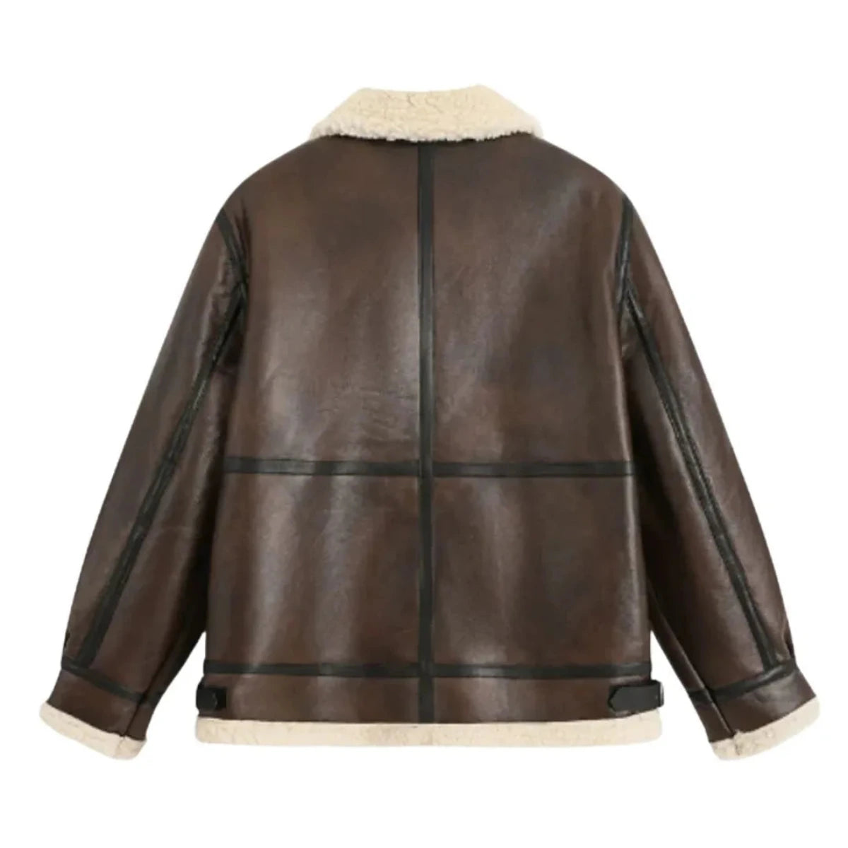 Veste Aviateur pour Homme Doublée en Fausse Peau de Mouton 4