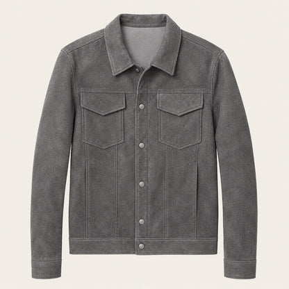 Veste Trucker en suédine pour homme avec fermetures à boutons-pression 5