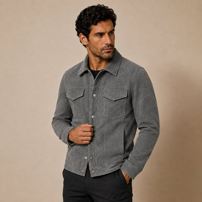 Veste Trucker en suédine pour homme avec fermetures à boutons-pression 6