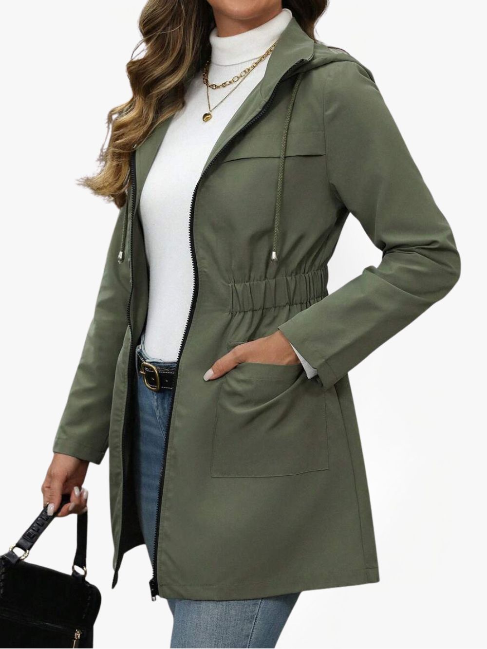Veste à capuche pour femme avec taille élastiquée 5