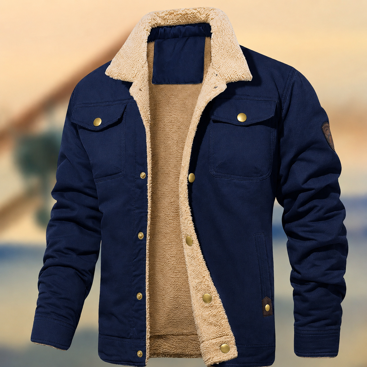 Veste boutonnée pour homme doublée en sherpa 3