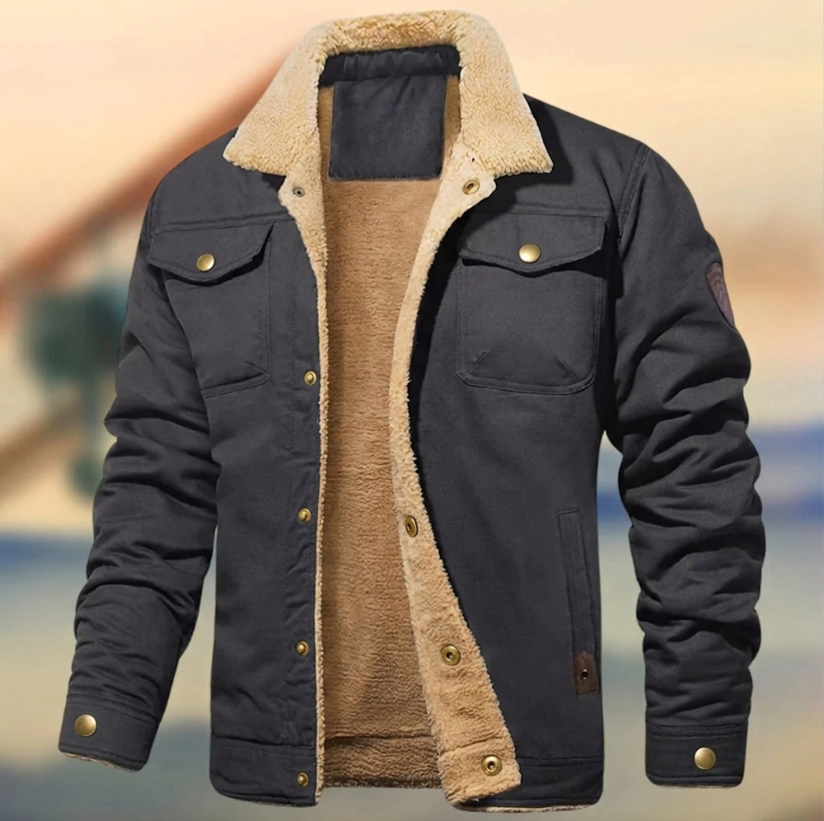 Veste boutonnée pour homme doublée en sherpa 4