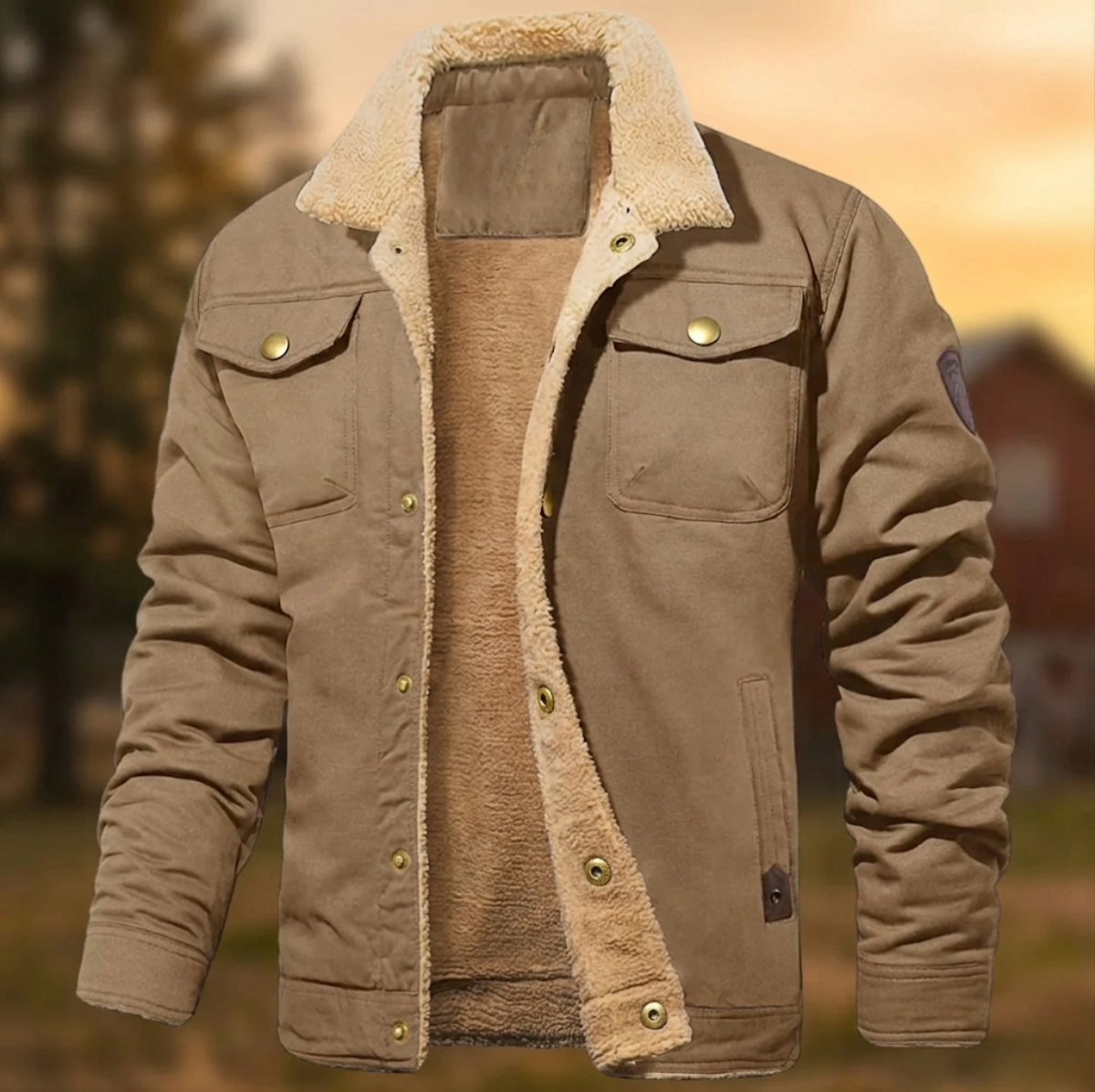 Veste boutonnée pour homme doublée en sherpa 5