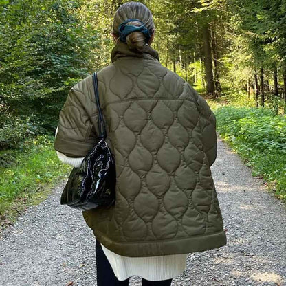 Veste cape matelassée pour femme avec col montant 2